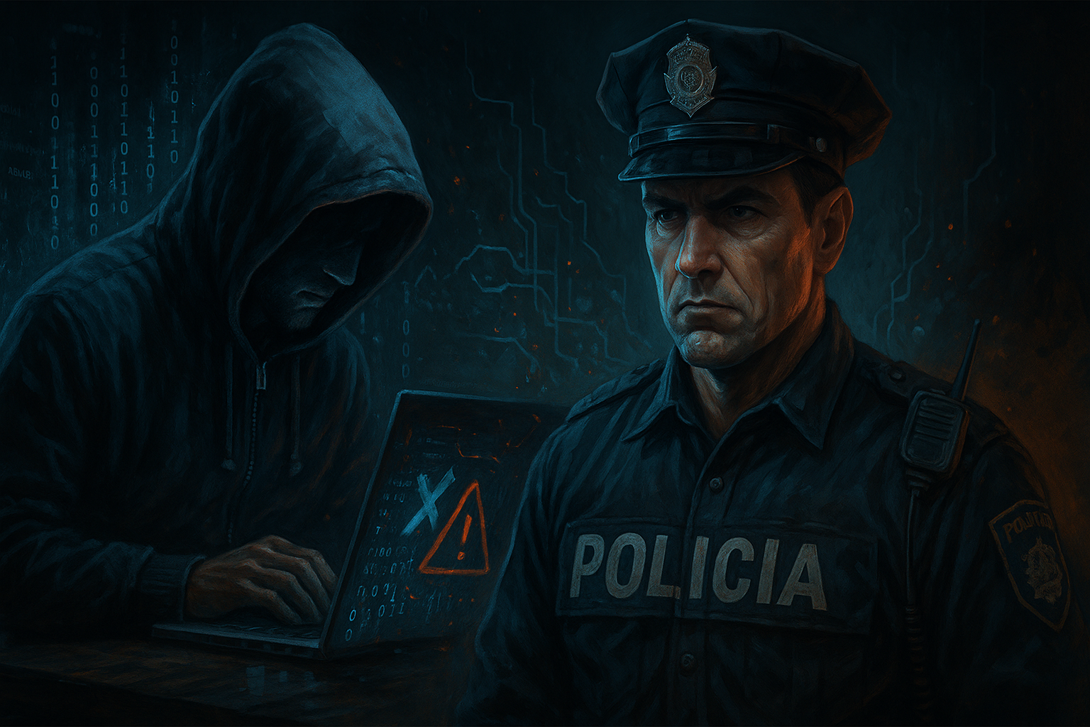 hacker e policial - Crimes digitais