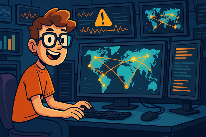 Ilustração de monitoramento de rede de ti